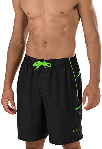 Speedo Marina Volley - Costume da Bagno da Uomo, Lunghezza al Ginocchio, Uomo, MMARINAKL, Nero/Verde, S