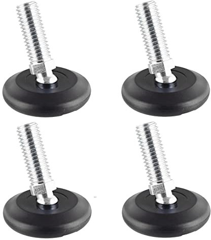 WAGNER 4er-Set Verstellfuß/Nivellierfuß mit Kugelgelenk Ø 37 mm, schwarz, Gewindestift M10 x 25 mm, Möbelgleiter - Wollfilz Ultrasoft - Durchmesser Ø 30 mm inklusiv - Made in DE - 15416100