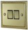 G&H Brassware MB302 2-Way Two Gang Georgian Polished Brass Light Switch - Metal Rockers and Black Inserts