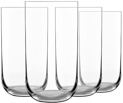 Luigi Bormioli Sublime Highball Glasses Set of 4 x 450ml: Hi Ball Crystal Glasses, Dishwasher Safe