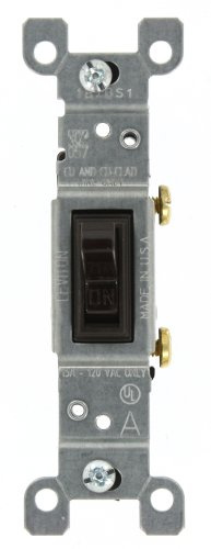 Leviton 15 A, 120 Volt, einpoliger Wechselstrom, leiser Schalter, Wohnqualität, nicht erdend, 1451-CP, Braun