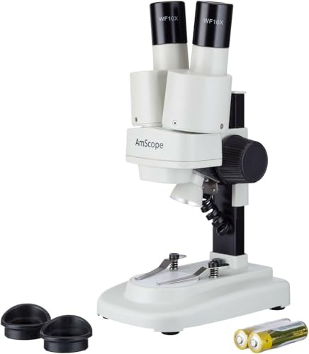 AmScope 10X-20X Kids Battery Powered Binocular Stereo Dissecting Microscope with LED Light