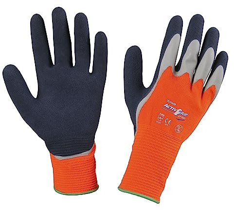 Kerbl 297674 XA325 Activ Grip Polyester/Baumwolle Feinstrick Handschuh, Orange, Größe 10