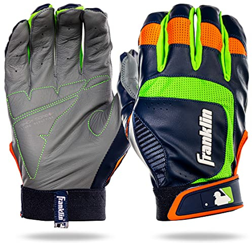 Franklin Sports Shok-Sorb X Batting Gloves - Youth Large - Navy + Lime