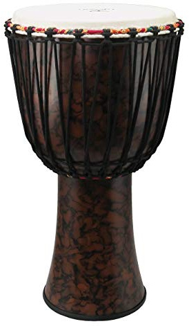 Tycoon Percussion 12 Djembe, Fiberglass Shell is Lightweight & Hand-Brushed, Rope-Tuned, Goatskin Head, 5mm Non-Stretch Rope for Easy & Lasting Tuning, Brown Marble (TFAJ-12MA)