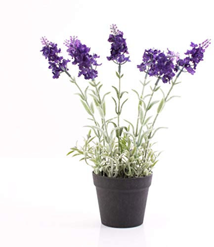 artplants.de Künstlicher Lavendel im Topf, dunkelviolett, 29cm - Kunstblume - Deko Blume