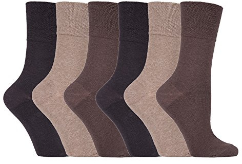 Gentle Grip - 6 Pack of Ladies Diabetic Socks -5-9 us