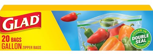 Glad Zipper Food Storage Freezer Bags - Gallon - 20 Count
