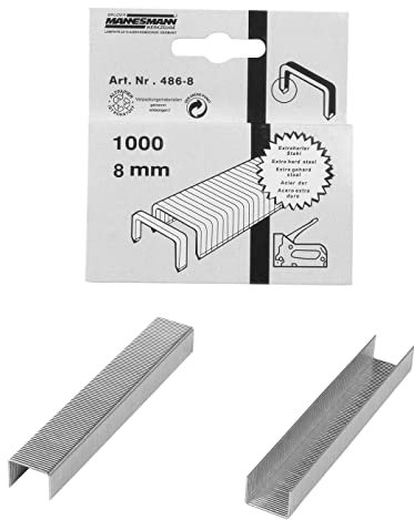 Brüder Mannesmann M 486-08 (6) Grapas pzas, 8 mm Ersatzklammern für M483 und M484, 1000 Stück, 1 V, silber