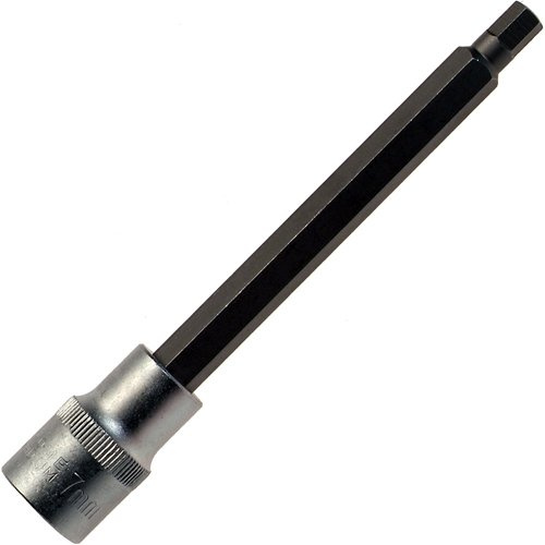 Alkan 7 mm 1/2 Innensechskant Stecknuss lang 140 mm 6-kant | Langer Innen-6-kant Steckschlüssel-Einsatz aus CrV-Stahl, Länge 140 mm, für tiefe Innensechskantschrauben