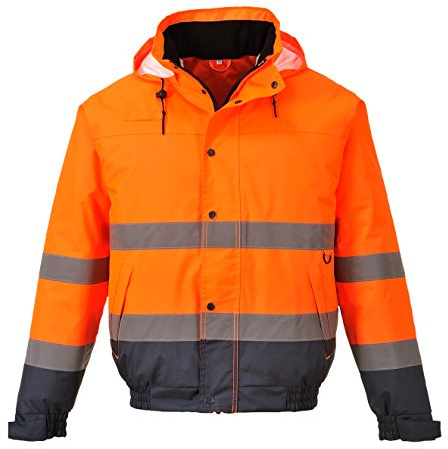 Portwest S266 Hi-Vis Contrast Winter Bomber Jacket Multi Pocket Long Sleeve | Yellow/Navy, EN ISO 20471 Class 3, EN 343 Class 3:1, UPF 40+, Regular Fit, Inner Ribbed Cuffs, Thermal Insulation, Waterproof