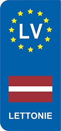 2 Aufkleber Stil Nummernschild Flagge Lettland LV