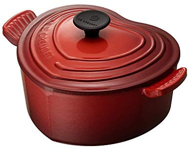 Le Creuset Cocotte de hierro fundido, Forma de corazón, diametro 20 cm, Apto para todas las fuentes de calor, incluso inducción, Cereza, 25105020602460