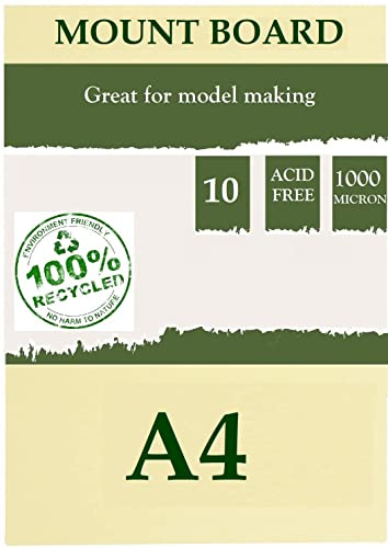 A4 Super Stärke 1mm Weiß Karte 480gsm Bier Mat Craft Pulp Board Für Montage & Modelle - 10 Blatt