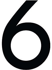 Zahlen-Aufkleber 6 in schwarz, 5 cm, Kennzeichnung o. Hausnummer Beschriftung für Briefkasten, Mülltonne & allen glatten Flächen