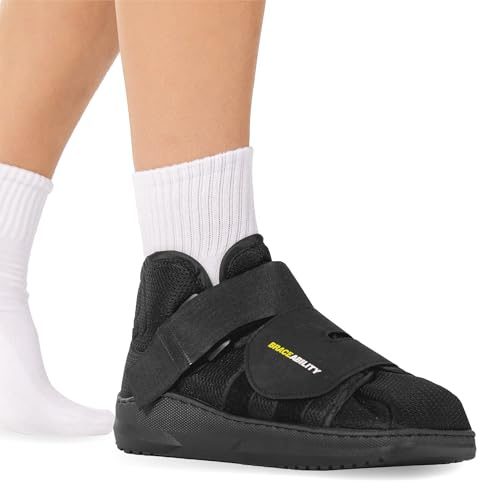 BraceAbility Closed Toe Medical Walking Shoe - Lightweight Broken Toe Cast Boot, Fracture Foot Brace for Metatarsal Stress Fracture, Post-op Bunion, Hammertoe Surgery Recovery - For Men or Women (XL)
