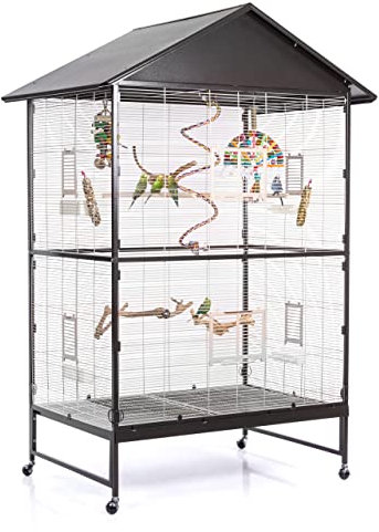 Montana Cages | Villa Casa 120 - Antik/Platinum, mit Flach oder Spitzdach, Sittichvoliere, Käfig