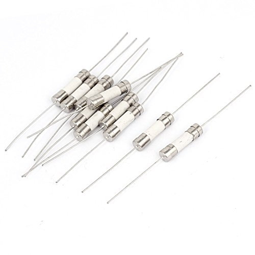 sourcing map Eléctrico Axial Conducido Cerámico Tubo Fusibles 5 x 20mm 250V 15A 10uds
