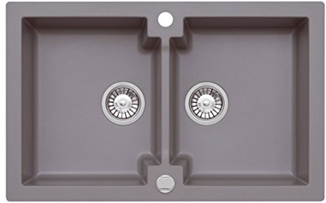 Einbau Spüle Mojito 160 für 80er Axigranit Doppelbecken Küchenspüle 79 x 50 cm (Axis Moonlight Grey)