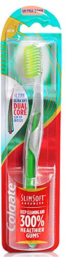 Colgate Slim Soft Advanced Toothbrush for Adults – Multicoloured, Manual, 1 Piece (Ultra Soft)