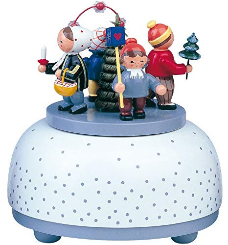 KWO Olbernhau Spieldose Winterkinder, 12 cm, Mehrfarbig