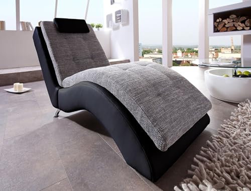 Benformato Liege Relaxliege Varese Schwarz/Grau Polsterliege inkl. Kopfkissen