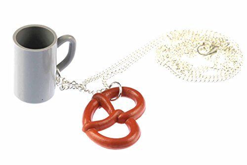 Miniblings Oktoberfest Halskette Kette 80cm Brezel Maß Bier Bierkrug Wiesn Jausn XL - Handmade Modeschmuck - Kugelkette versilbert