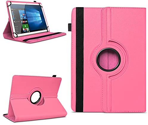 NAUC Robuste Universal Hülle 10 10.1 10.2 10.3 10.4 10.5 10.6 10.8 11 Zoll Tablet Schutzhülle Kunstleder Tasche Standfunktion extra 360° Drehbar, Farben:Pink