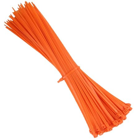 KafTon Pack of 100 Orange Cable Zip Ties, UL Nylon, Perfect for PC, Bicycle Tie Wrap DIY Home Wire Vegetable Garden Office (370mm x 7.6mm) Orange