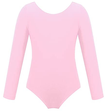 IEFIEL Justaucorps Gymnastique Danse Classique Pour Enfant Fille Ballet T-Shirt Manches Longues Extensible Rose 5-6 ans