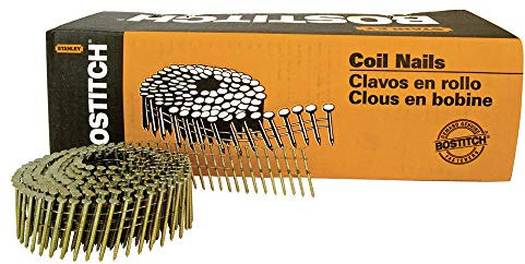 BOSTITCH Chiodi da incorniciare, testa rotonda spessa, 3,8 cm x 0,27 cm x 15 gradi, bobina con gambo ad anello, chiodo scorrevole, confezione da 4.200 (C4R80BDG)