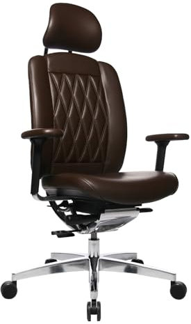 WAGNER Alu Medic Limited S ergonomischer Profi Bürostuhl Drehstuhl Schreibtischstuhl mit bewegter Sitzfläche durch Dondola Gelenk echt Leder braun