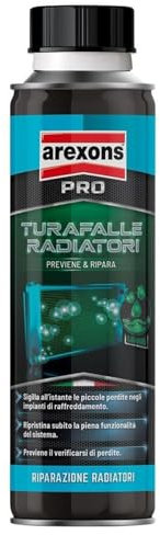 AREXONS TURAFALLE LIQUIDO PER RADIATORI 300 ml, Turafalle radiatore auto sigilla perdite radiatore, turafalle per radiatori, azione preventiva, Glitech anti corrosione, Monodose, facile da usare