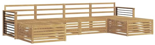 vidaXL Sofagarnituren 6 pcs Weiß Massivholz Akazie, Akazienholz Sofa-Set, modulares Design für die Lounge im Freien, Bequeme Loungemöbel für den Garten