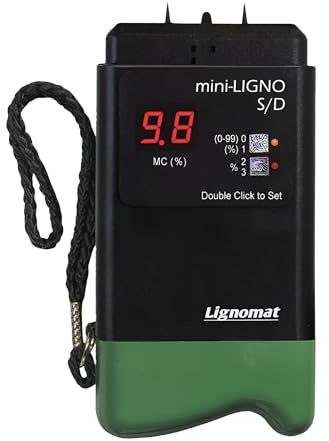 Lignomat Mini-Ligno S/D - Pin Moisture Meter & Tester for Construction, Maintenance, Flooring, Water Damage - Humidity Detection & Moisture Meter for Wood, Wall, Drywall & Firewood
