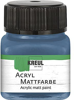 KREUL 75218 - Acryl Mattfarbe, stahlblau im 20 ml Glas, cremig deckende, schnelltrocknende Farbe auf Wasserbasis, für viele verschiedene Untergründe geeignet