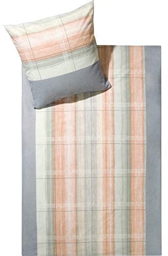 Dyckhoff Bettwäsche Sparpaket 4-TLG. Weichfrottier grau-apricot Größe 2X 155x220 cm + 2X 40x80 cm
