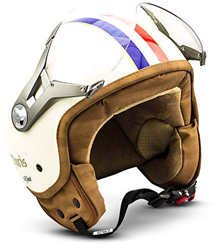 SOXON® SP-325 „Paris“ · Jet-Helm · Motorrad-Helm Roller-Helm Scooter-Helm Moped Mofa-Helm Chopper Retro Vespa Vintage Pilot Biker Helmet Brille · ECE 22.05 Visier Schnellverschluss Tasche S (55-56cm)