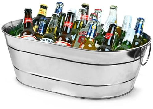 bar@drinkstuff Galvanised Steel Oval Party Tub Large for a Rustic Drinks Service