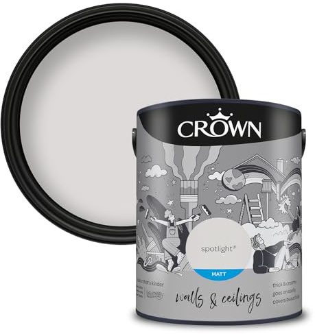 Crown Retail Core Emulsion Matt Spotlight 5 L | Rich velvety matt in Spotlight. Covers beautifully. Ideal for bedrooms & living rooms. Low VOC, low odour, vegan