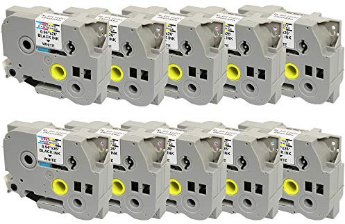 10x Schriftband-Kassetten TZ-251 TZe-251 schwarz auf weiß (24mm x 8m) kompatibel für Brother P-Touch PT-2430PC 3600 9600 9700 9800 D600VP D800W E300VP E550WVP E850 H500 H500LI P700 P750W P750WVP
