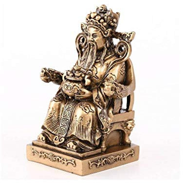 lachineuse - Statuette Dieu Tudigong - Divinité Chinoise - Bonheur et Fortune - Objet Déco en Résine - Doré - 10,5 x 6,5 cm - Décoration Feng Shui Maison, Bureau - Idée Cadeau Chine Asie