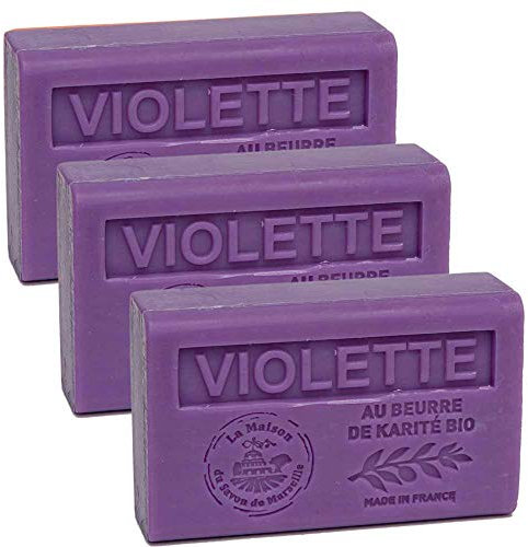 Maison du Savon - 3er-Set Seifen mit Sheabutter, Veilchen, 3x125 g