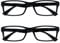 OPULIZE PEP Lesebrille für Damen und Herren - 2er-Pack - Große Rechteckige Brille - Komfortable Federscharniere - Kratzfest - Schwarz - UVR +2.00