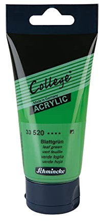 Schmincke - College Acrylic, Blattgrün in 75 ml-Tube, 33520013, Acrylfarbe mit Künstler-Pigmenten in hoher Konzentration, deckend und lasierend, lichtecht, seidenmatt