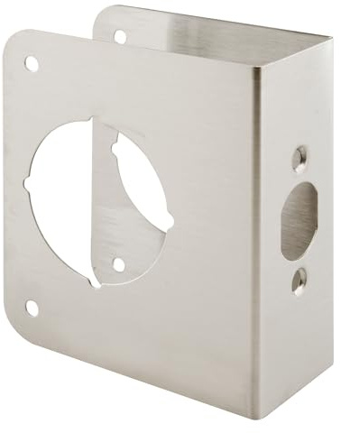 Prime-Line U 9592 Stainless Steel Lock and Door Reinforcer, 1-3/4 In. x 4-1/2 In., 2-1/8 In. Single Bore, 2-3/4 In. Backset, Silver (Single Pack)