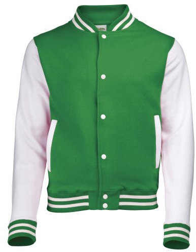 Awdis Kids Unisex Varsity Jacket / Schoolwear (9-11) (Kelly Green/White)