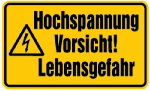 LEMAX® Aufkleber Warnschild, Hochspannung Vorsicht! Lebensgefahr Folie selbstklebend Gelb Aufdruckfarbe: Schwarz 200x120mm