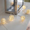 Lights4fun Guirnalda Luminosa con 16 Bolas de Mimbre Color Crema a LED Blanco Cálido Cadena de Luces Decoración para Interiores