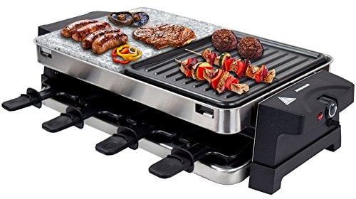 Syntrox Germany Edelstahl Design Raclette Bern mit Grill und Heißer Stein für 8 Personen